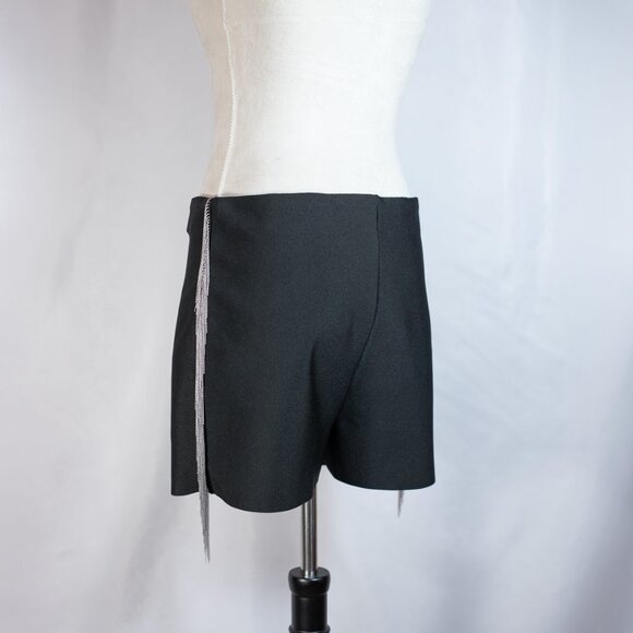NWOT Akira Rhinestone Fringe Trim Shorts Haigh Waist Black Size XL - Picture 5 of 16